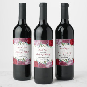 Rótulo Para Garrafa De Vinho A coleção floral romântica do casamento