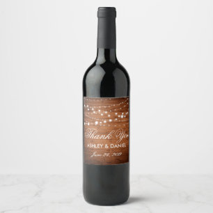 Rótulo Para Garrafa De Vinho A madeira rústica ilumina o vinho do casamento &