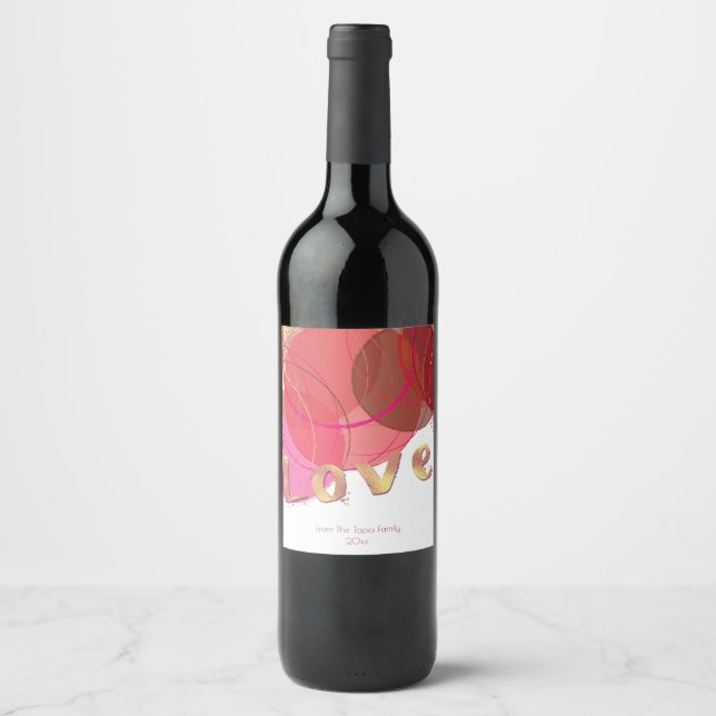 Rótulo Para Garrafa De Vinho Abstrato moderno, amor Ouro (Frente)