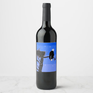 Rótulo Para Garrafa De Vinho Águia Balda no inverno - Arte original sobre a vid