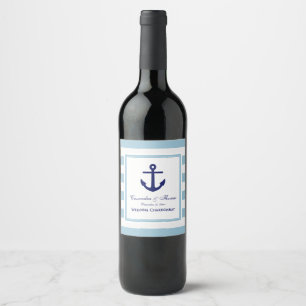 Rótulo Para Garrafa De Vinho Âncora da Marinha Quadro da Marinha #2 Faixa Branc