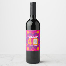 Rótulo Para Garrafa De Vinho aniversário de 40 anos cor rosa foto foto de rótul