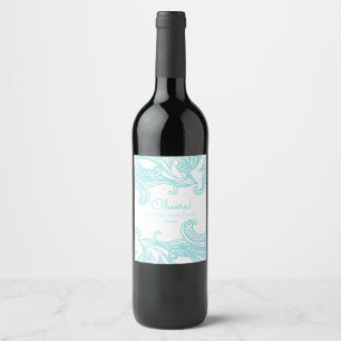 Rótulo Para Garrafa De Vinho Aqua, abstrato, estilo de Boho
