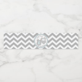 Rótulo Para Garrafa De Vinho Arco azul de gravata Chevron Twin Boys Chá de fral