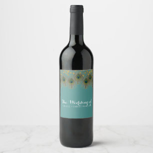 Rótulo Para Garrafa De Vinho As penas & o ouro do pavão pontilham TODO O vinho