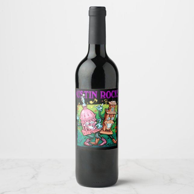 Rótulo Para Garrafa De Vinho Austin Rocks (Frente)