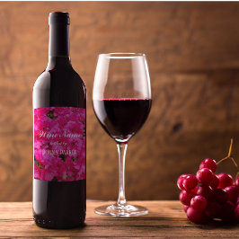 Rótulo Para Garrafa De Vinho Azalea rosa Blooms Personalizados Floral