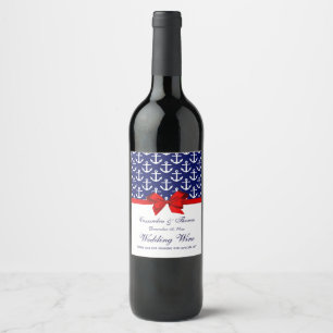 Rótulo Para Garrafa De Vinho Azul Marinho, Âncoras Brancas Festa do Arco Vermel