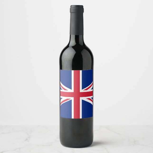 Rótulo Para Garrafa De Vinho Bandeira do Reino Unido (Frente)
