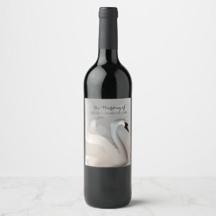 Rótulo Para Garrafa De Vinho Belo Cisne Branco & Prata Elegante Vinho Personali