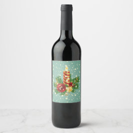 Rótulo Para Garrafa De Vinho Belo Decado de Natal