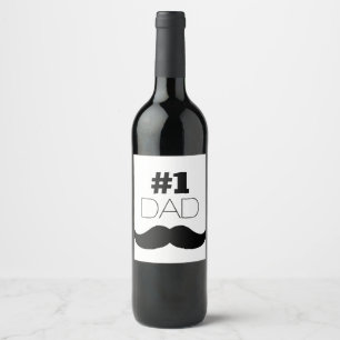 Rótulo Para Garrafa De Vinho Bigode do preto do pai #1 - número um