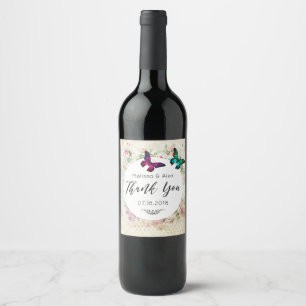 Rótulo Para Garrafa De Vinho Borboletas em um casamento gasto da colagem do