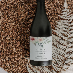Rótulo Para Garrafa De Vinho Casamento da flor do pêssego