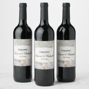 Rótulo Para Garrafa De Vinho Casamento floral do cravo branco