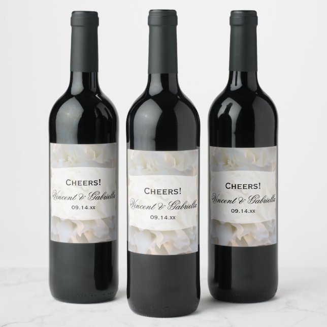 Rótulo Para Garrafa De Vinho Casamento Floral do Cravo Branco (Garrafas)