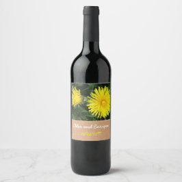 Rótulo Para Garrafa De Vinho Casamento Personalizado de Dois Dandelions
