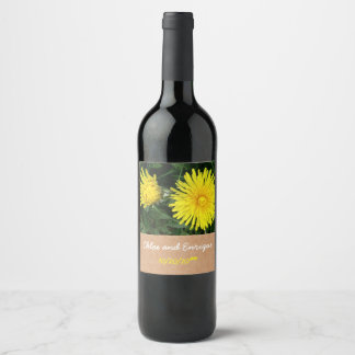 Rótulo Para Garrafa De Vinho Casamento Personalizado de Dois Dandelions