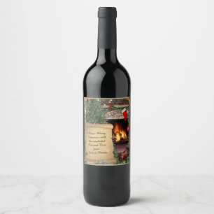 Rótulo Para Garrafa De Vinho Cena de Natal com seu texto