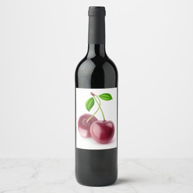 Rótulo Para Garrafa De Vinho Cerejas doces (Frente)