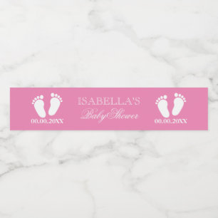 Rótulo Para Garrafa De Vinho Chá de fraldas de meninas, cor-de-rosa