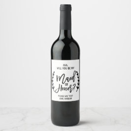 Rótulo Para Garrafa De Vinho Chic White Black Você Será Minha Madrinha de casam