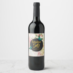 Rótulo Para Garrafa De Vinho Cinqüênta borboletas fabulosas na colagem do