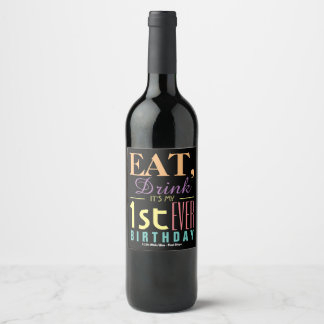 Rótulo Para Garrafa De Vinho Coma, beba. É a minha rua de aniversário.