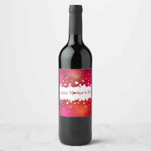 Rótulo Para Garrafa De Vinho Corações felizes bonitos do dia das mães