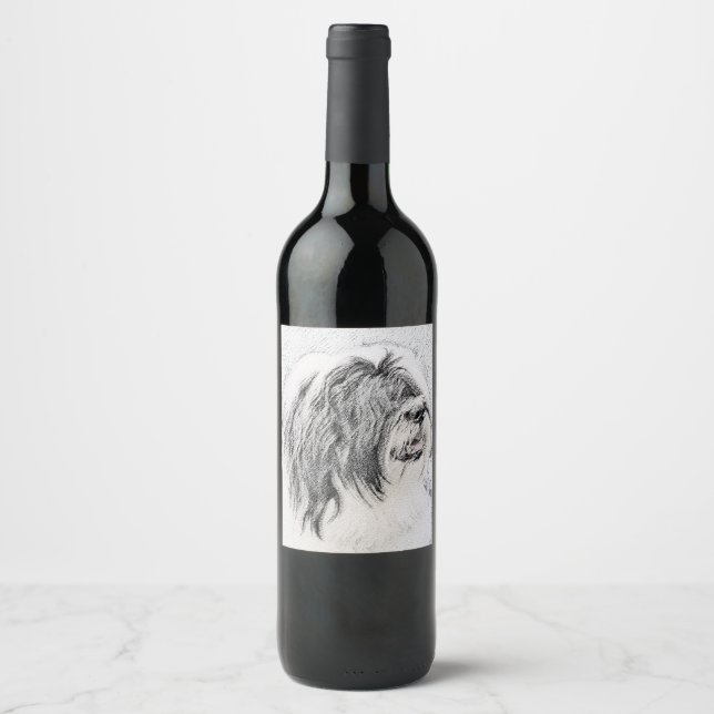 Rótulo Para Garrafa De Vinho Desenho Collie Com Carapaça - Arte Cachorra Origin (Frente)