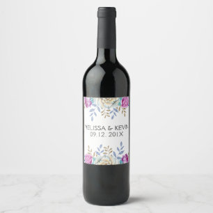 Rótulo Para Garrafa De Vinho Design de Buquê de Casamento de Floral Colorida