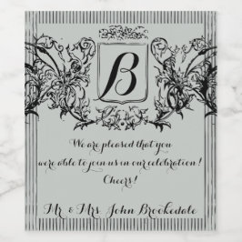 Rótulo Para Garrafa De Vinho Design de Monograma de Vintage Elegante