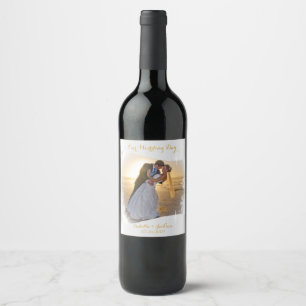 Rótulo Para Garrafa De Vinho Dia do Nosso Casamento - Branco - Foto do Faça Voc