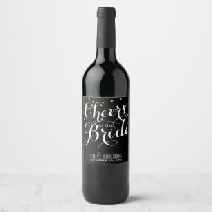 Rótulo Para Garrafa De Vinho Dourado CONfetti CHEERS AO BRIDE Bridal Wine