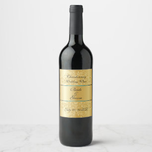 Rótulo Para Garrafa De Vinho Dourado no vinho de Casamento de Trigo Dourado
