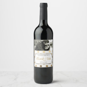Rótulo Para Garrafa De Vinho Dourado Obrigado Typografia Foto Personalizada Cas