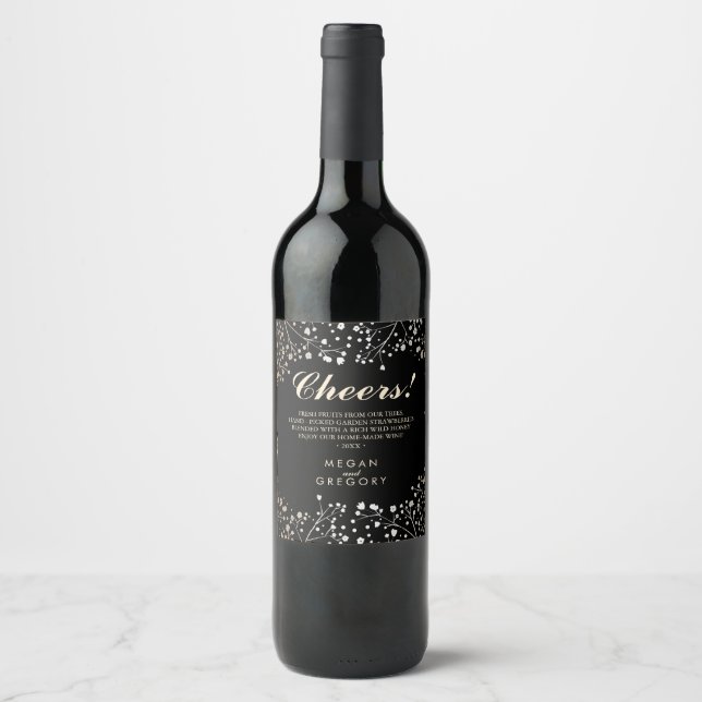 Rótulo Para Garrafa De Vinho Elegante Dourado e Negro (Frente)