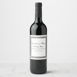 Rótulo Para Garrafa De Vinho Elegante Preto 3X Moldura DIY Cor de Fundo