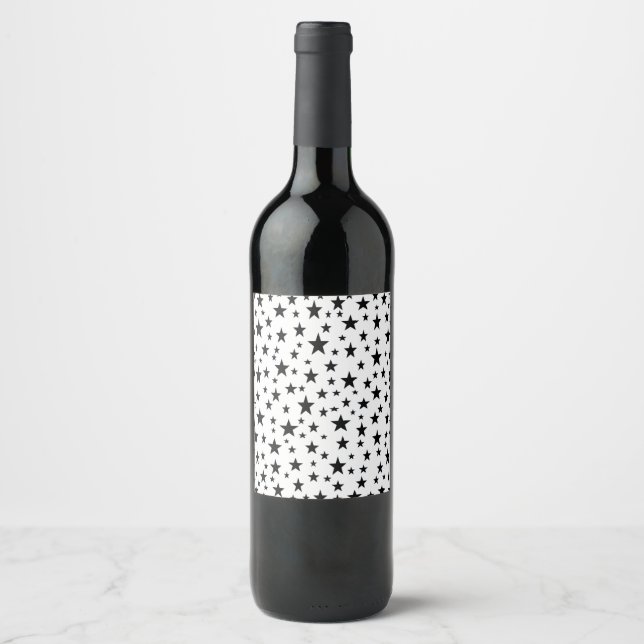 Rótulo Para Garrafa De Vinho Estrelas Negras (Frente)