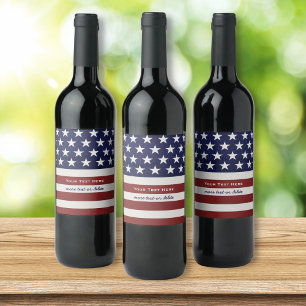 Rótulo Para Garrafa De Vinho EUA bandeira americana costume patriótico do 4 de