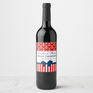 Rótulo Para Garrafa De Vinho Faça-você-mesmo BG Vermelho Wt Âncora Faixa #2 Azu