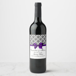 Rótulo Para Garrafa De Vinho Faça-Você-Mesmo BG Vintage Preto Branco Damasco Ro
