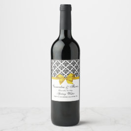 Rótulo Para Garrafa De Vinho Faça-Você-Mesmo BG Vintage Preto Branco Damask Ama