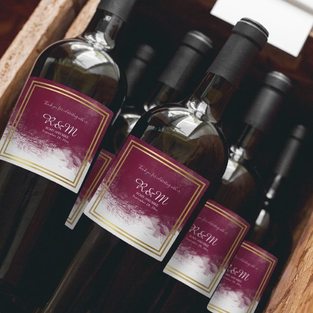 Rótulo Para Garrafa De Vinho favores de casamento elegantes (Criador carregado)
