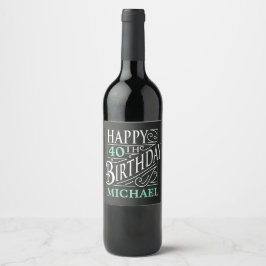 Rótulo Para Garrafa De Vinho Feliz design de aniversário, estilo decorativo de