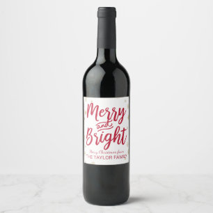Rótulo Para Garrafa De Vinho Feliz Dourado do floco de neve e Natal brilhante