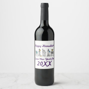 Rótulo Para Garrafa De Vinho Feliz Hanukkah do Feriado de Nova Iorque NYC