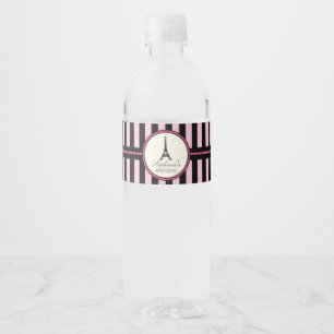 Rótulo Para Garrafa De Vinho Festa de aniversário cor-de-rosa & preta de Paris
