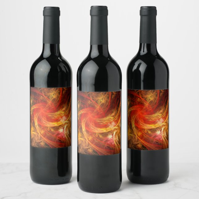 Rótulo Para Garrafa De Vinho Firestorm Abstrato-Art (Garrafas)