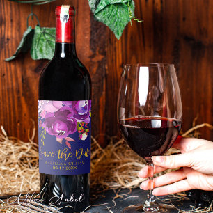 Rótulo Para Garrafa De Vinho Floral Dourado Vermelho Puro e Brilhante Salva a D